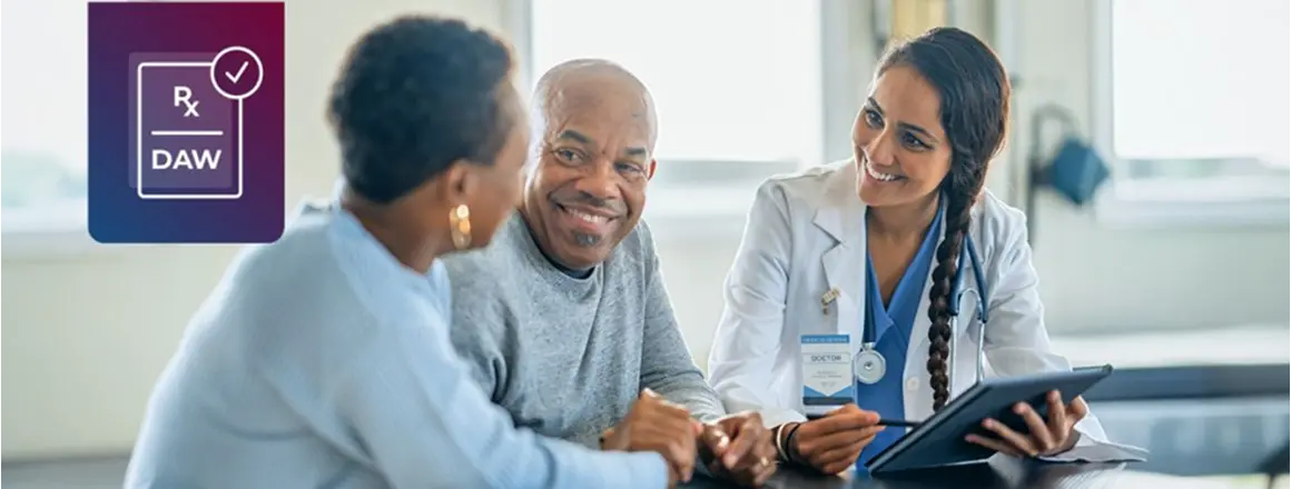 Patient couple consulting a doctor, actor portrayal