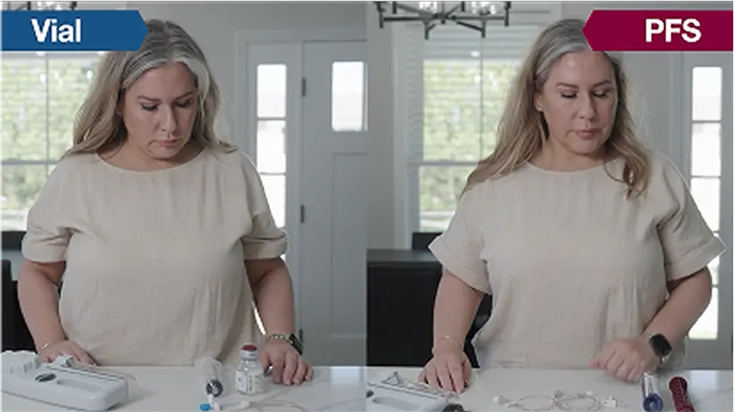 Video thumbnail comparing Hizentra vial and prefilled syringe infusion preparation